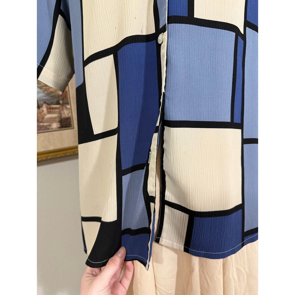 Blue Block Button Up - Picture 4 of 5